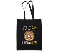 Planetee Sac Tote Bag Cuite Bière Alcool Je peux pas Noir | Sac caban en toile coton idée cadeau anniversaire