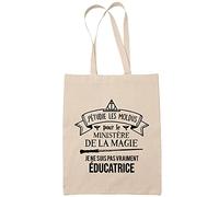 Planetee Sac Tote Bag Éducatrice avec les Moldus beige