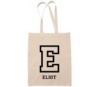 Planetee Sac Tote Bag Eliot Lettre Sport | Sac Cabas Réutilisable | Idée Cadeau Prénom Style Basket Université Anniversaire Oncle Parrain Beau Papa Collègue Départ Retraite Noël