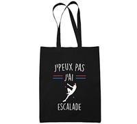 Planetee Sac Tote Bag Escalade Je peux pas Noir | Sac caban en toile coton idée cadeau anniversaire