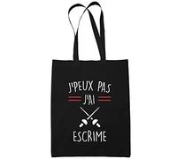 Planetee Sac Tote Bag Escrime Armes Je peux pas Noir | Sac caban en toile coton idée cadeau anniversaire