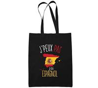 Planetee Sac Tote Bag Espagnol Je peux pas Noir | Sac caban en toile coton idée cadeau anniversaire