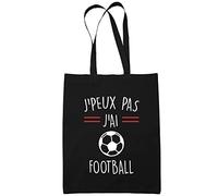 Planetee Sac Tote Bag Football Je peux pas Noir | Sac caban en toile coton idée cadeau anniversaire
