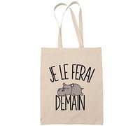Planetee Sac Tote Bag hippopotame je le ferai demain beige