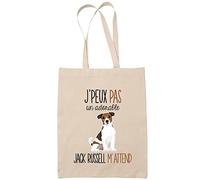 Planetee Sac Tote Bag jack russel m'attend beige
