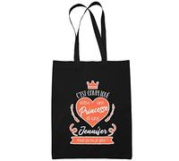 Planetee Sac Tote Bag Jennifer La Princesse | Sac caban en toile coton idée cadeau prénom anniversaire