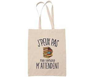 Planetee Sac Tote Bag J'peux pas mes romans m'attendent beige