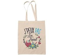 Planetee Sac Tote Bag J'peux pas Tricot beige