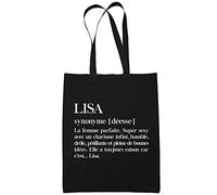 Planetee Sac Tote Bag Lisa Définition Prénom | Sac caban en toile coton prénom idée cadeau anniversaire