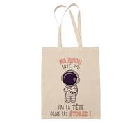 Planetee Sac Tote-bag Ma Ninou Tête dans les étoiles | Cabas Cadeau Couple Saint Valentin Mariage Fiançailles Anniversaire Cadeau Fourre Tout