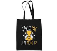 Planetee Sac Tote Bag Moto Gp Je peux pas Noir | Sac caban en toile coton idée cadeau anniversaire