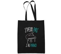 Planetee Sac Tote Bag Piano Je peux pas Noir | Sac caban en toile coton idée cadeau anniversaire