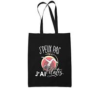 Planetee Sac Tote Bag Pilates Je peux pas Noir | Sac caban en toile coton idée cadeau anniversaire