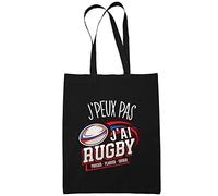 Planetee Sac Tote Bag Rugby 2 Je Peux Pas Noir | Sac Caban en Toile Coton Idée Cadeau Anniversaire