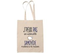 Planetee Sac Tote Bag samoyède j'peux pas beige