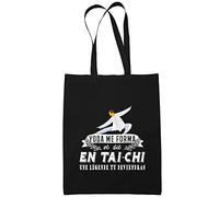 Planetee Sac Tote Bag Tai-Chi Légende tu deviendras Noir | Sac caban en toile coton idée cadeau anniversaire