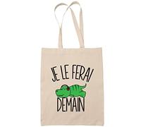 Planetee Sac Tote Bag tyrannosaure je le ferai demain beige
