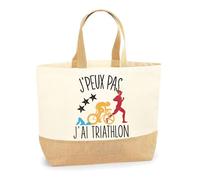 Planetee Sac triathlon J'peux pas | Cabas de Plage Courses Coton et Toile de Jute Idée Cadeau