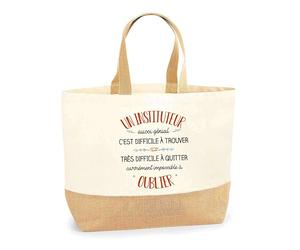 Planetee Sac Un Instituteur aussi génial | Cabas de Plage Courses Coton et Toile de Jute Idée Cadeau Homme