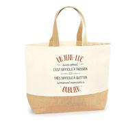Planetee Sac Un Jean-Luc aussi génial | Cabas de Plage Courses Coton et Toile de Jute Idée Cadeau Homme