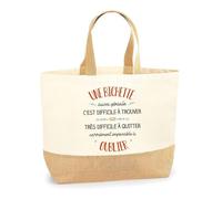 Planetee Sac Une Bichette aussi géniale oublier | Cabas de Plage Courses Coton et Toile de Jute Idée Cadeau Femme