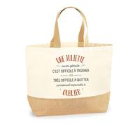 Planetee Sac Une Juliette aussi géniale oublier | Cabas de Plage Courses Coton et Toile de Jute Idée Cadeau Femme