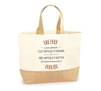 Planetee Sac Une Prof aussi géniale oublier - Grand Cabas en Coton et Jute - Cadeau Original et Utile pour Professeure, Rentrée, Fin d’Année