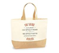 Planetee Sac Une Sabine aussi géniale oublier | Cabas de Plage Courses Coton et Toile de Jute Idée Cadeau Femme