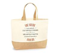 Planetee Sac Une Solene aussi géniale oublier | Cabas de Plage Courses Coton et Toile de Jute Idée Cadeau Femme