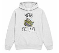 Planetee Sweat à Capuche Angers c’est la Vie | Hoodie en Molleton Gratté 280 g/m² Gris Chiné avec Poche Kangourou | Unisexe XS à 5XL | Cadeau Angevin Angevine Anniversaire