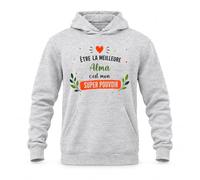 Planetee Sweat à Capuche Être la Meilleure Alma C'est Mon Super Pouvoir | Hoodie en Molleton Gratté 280 g/m² Gris Chiné avec Poche Kangourou | Unisexe XS à 5XL | Cadeau Anniversaire