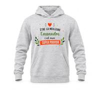 Planetee Sweat à Capuche Être la Meilleure Cassandre C'est Mon Super Pouvoir | Hoodie en Molleton Gratté 280 g/m² Gris Chiné avec Poche Kangourou | Unisexe XS à 5XL | Cadeau Anniversaire