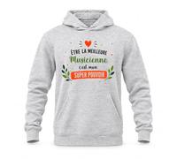 Planetee Sweat à Capuche Être la Meilleure Musicienne C'est Mon Super Pouvoir | Hoodie en Molleton Gratté 280 g/m² Gris Chiné avec Poche Kangourou | Unisexe XS à 5XL | Cadeau Anniversaire