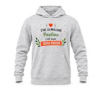 Planetee Sweat à Capuche Être la Meilleure Pauline C'est Mon Super Pouvoir | Hoodie en Molleton Gratté 280 g/m² Gris Chiné avec Poche Kangourou | Unisexe XS à 5XL | Cadeau Anniversaire
