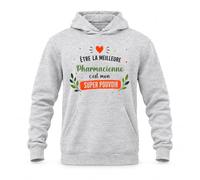 Planetee Sweat à Capuche Être la Meilleure Pharmacienne C'est Mon Super Pouvoir | Hoodie en Molleton Gratté 280 g/m² Gris Chiné avec Poche Kangourou | Unisexe XS à 5XL | Cadeau Anniversaire