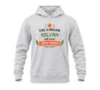 Planetee Sweat à Capuche Être Le Meilleur Kelyan C'est Mon Super Pouvoir | Hoodie en Molleton Gratté 280 g/m² Gris Chiné avec Poche Kangourou | Unisexe XS à 5XL | Cadeau Anniversaire