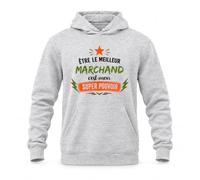 Planetee Sweat à Capuche Être Le Meilleur Marchand C'est Mon Super Pouvoir | Hoodie en Molleton Gratté 280 g/m² Gris Chiné avec Poche Kangourou | Unisexe XS à 5XL | Cadeau Anniversaire
