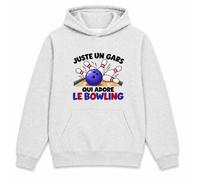 Planetee Sweat à Capuche Juste Un Gars Qui Adore Le Bowling | Hoodie en Molleton Gratté 280 g/m² Gris Chiné avec Poche Kangourou | Unisexe XS à 5XL | Cadeau Joueur de Bowling Anniversaire