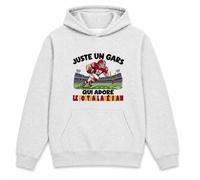Planetee Sweat à Capuche Juste Un Gars Qui Adore Le Football américain | Hoodie en Molleton Gratté 280 g/m² Gris Chiné avec Poche Kangourou | Unisexe XS à 5XL | Cadeau Joueur Anniversaire