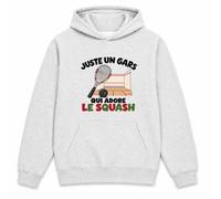 Planetee Sweat à Capuche Juste Un Gars Qui Adore Le Squash | Hoodie en Molleton Gratté 280 g/m² Gris Chiné avec Poche Kangourou | Unisexe XS à 5XL | Cadeau Joueur de Squash Anniversaire