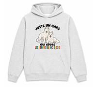 Planetee Sweat à Capuche Juste Un Gars Qui Adore Les bergers Blancs suisses | Hoodie en Molleton Gratté 280 g/m² Gris Chiné avec Poche Kangourou | Unisexe XS à 5XL | Cadeau Papa de Chien Anniversaire