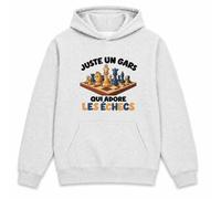Planetee Sweat à Capuche Juste Un Gars Qui Adore Les échecs | Hoodie en Molleton Gratté 280 g/m² Gris Chiné avec Poche Kangourou | Unisexe XS à 5XL | Cadeau Joueur D'Échecs Anniversaire