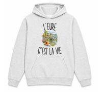 Planetee Sweat à Capuche L’Eure c’est la Vie | Hoodie en Molleton Gratté 280 g/m² Gris Chiné avec Poche Kangourou | Unisexe XS à 5XL | Cadeau Anniversaire
