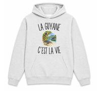Planetee Sweat à Capuche La Guyane c’est la Vie | Hoodie en Molleton Gratté 280 g/m² Gris Chiné avec Poche Kangourou | Unisexe XS à 5XL | Cadeau Guyanais Guyanaise Anniversaire
