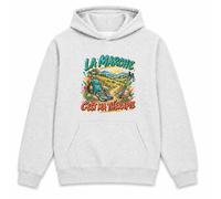 Planetee Sweat à Capuche La Marche C'est ma thérapie | Hoodie en Molleton Gratté 280 g/m² Gris Chiné avec Poche Kangourou | Unisexe Taille XXL | Cadeau Anniversaire