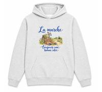 Planetee Sweat à Capuche La Marche, Toujours Une Bonne idée | Hoodie en Molleton Gratté 280 g/m² Gris Chiné avec Poche Kangourou | Unisexe XS à 5XL | Cadeau Marcheur Marcheuse Anniversaire