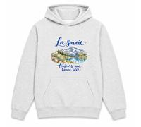 Planetee Sweat à Capuche La Savoie, Toujours Une Bonne idée | Hoodie en Molleton Gratté 280 g/m² Gris Chiné avec Poche Kangourou | Unisexe XS à 5XL | Cadeau Savoyard Savoyarde Anniversaire