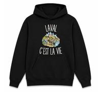 Planetee Sweat à Capuche Laval c’est la Vie | Hoodie en Molleton Gratté 280 g/m² Noir avec Poche Kangourou | Unisexe XS à 5XL | Cadeau Lavallois Lavalloise Anniversaire