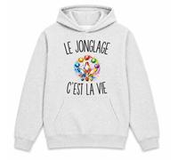 Planetee Sweat à Capuche Le Jonglage c’est la Vie | Hoodie en Molleton Gratté 280 g/m² Gris Chiné avec Poche Kangourou | Unisexe XS à 5XL | Cadeau Jongleur Jongleuse Anniversaire