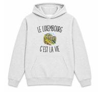Planetee Sweat à Capuche Le Luxembourg c’est la Vie | Hoodie en Molleton Gratté 280 g/m² Gris Chiné avec Poche Kangourou | Unisexe XS à 5XL | Cadeau Luxembourgeois Luxembourgeoise Anniversaire
